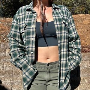 Green Plaid Button-Up Shirt